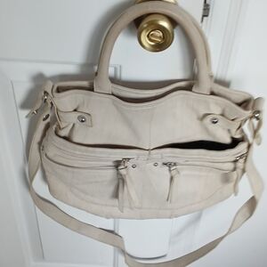 Cream Faux-Leather Women’s Satchel Bag - Versatile Everyday Style